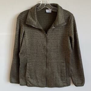Columbia Warm Waffle Knit Fleece Thermal Full Zipper Jacket Women's M Olive
